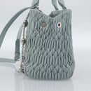 Miu Miu Matelasse Chain Shoulder Bag Leather 2way Silver Light Blue Auth 183039A-4