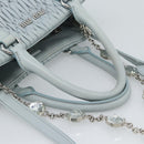 Miu Miu Matelasse Chain Shoulder Bag Leather 2way Silver Light Blue Auth 183039A-8