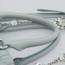 Miu Miu Matelasse Chain Shoulder Bag Leather 2way Silver Light Blue Auth 183039A-14