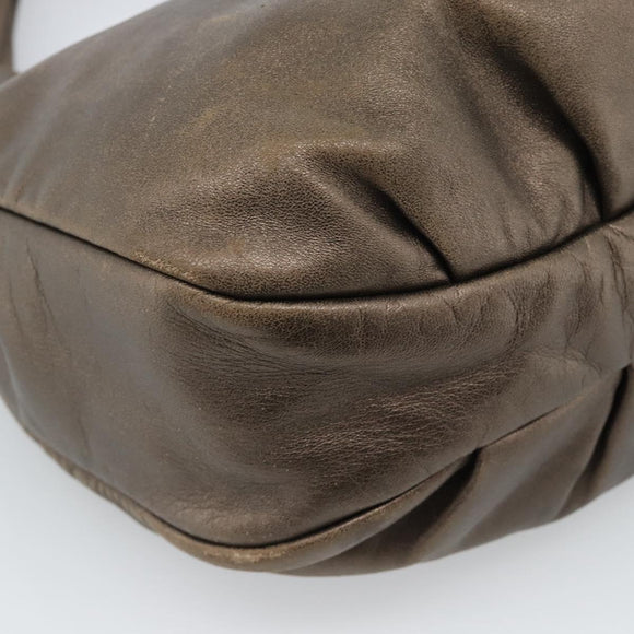 LOEWE Shoulder Bag Leather Brown Silver Auth 183041A
