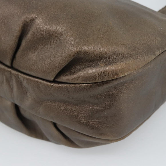 LOEWE Shoulder Bag Leather Brown Silver Auth 183041A