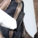 LOEWE Shoulder Bag Leather Brown Silver Auth 183041A-12