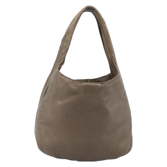 LOEWE Shoulder Bag Leather Brown Silver Auth 183041A