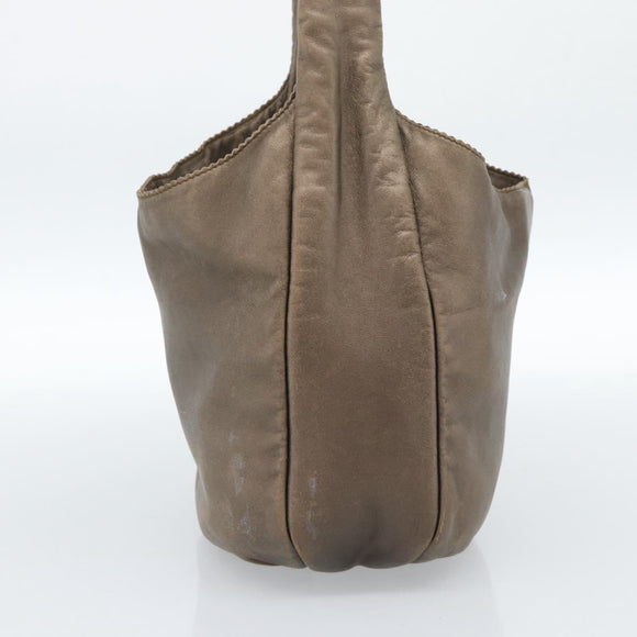 LOEWE Shoulder Bag Leather Brown Silver Auth 183041A