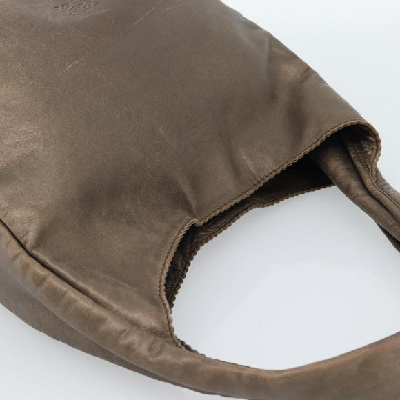 LOEWE Shoulder Bag Leather Brown Silver Auth 183041A