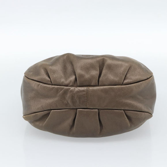 LOEWE Shoulder Bag Leather Brown Silver Auth 183041A