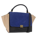 CELINE Trapeze Hand Bag Leather 2way Black Gold Auth 183043-1