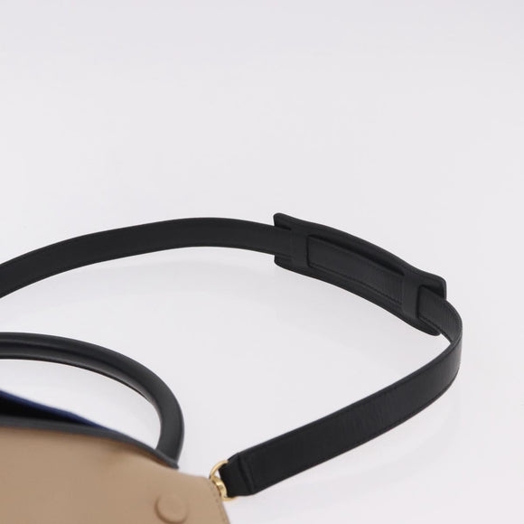 CELINE Trapeze Hand Bag Leather 2way Black Gold Auth 183043