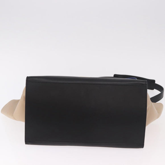 CELINE Trapeze Hand Bag Leather 2way Black Gold Auth 183043