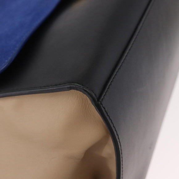 CELINE Trapeze Hand Bag Leather 2way Black Gold Auth 183043