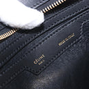 CELINE Trapeze Hand Bag Leather 2way Black Gold Auth 183043-21