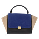 CELINE Trapeze Hand Bag Leather 2way Black Gold Auth 183043-13