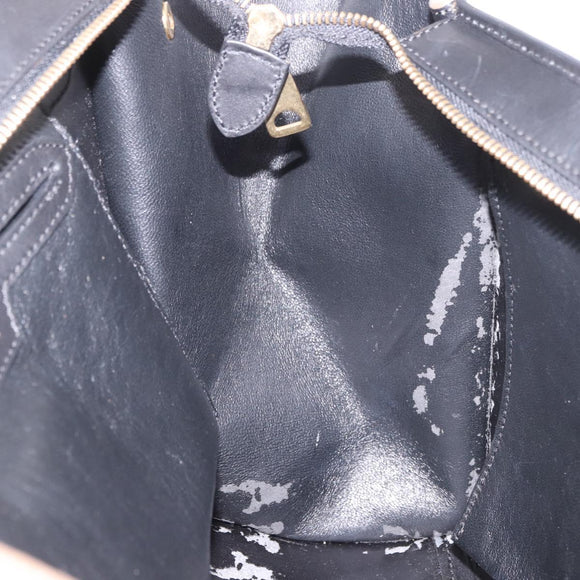 CELINE Trapeze Hand Bag Leather 2way Black Gold Auth 183043