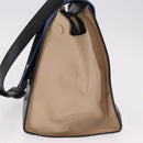 CELINE Trapeze Hand Bag Leather 2way Black Gold Auth 183043-3