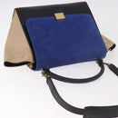 CELINE Trapeze Hand Bag Leather 2way Black Gold Auth 183043-6