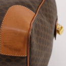 CELINE Macadam Canvas Boston Bag PVC Leather Brown Gold Auth 183045A-16