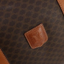 CELINE Macadam Canvas Boston Bag PVC Leather Brown Gold Auth 183045A-19