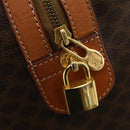 CELINE Macadam Canvas Boston Bag PVC Leather Brown Gold Auth 183045A-9