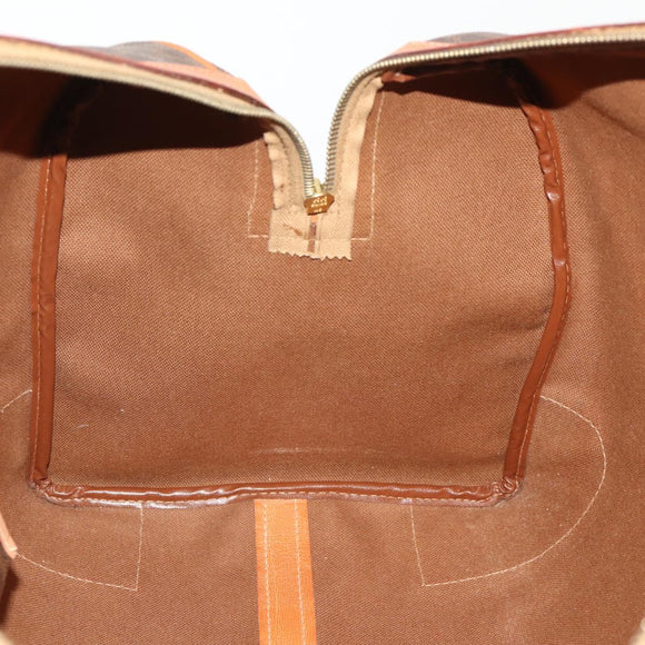 CELINE Macadam Canvas Boston Bag PVC Leather Brown Gold Auth 183045A