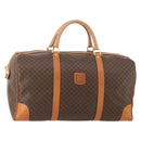 CELINE Macadam Canvas Boston Bag PVC Leather Brown Gold Auth 183045A-1