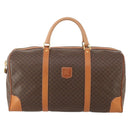 CELINE Macadam Canvas Boston Bag PVC Leather Brown Gold Auth 183045A-13