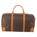 CELINE Macadam Canvas Boston Bag PVC Leather Brown Gold Auth 183045A-2