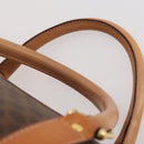 CELINE Macadam Canvas Boston Bag PVC Leather Brown Gold Auth 183045A-14