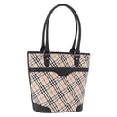 BURBERRY Nova Check Tote Bag Canvas Beige Silver Auth 183046V-1