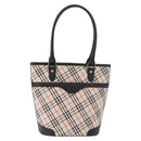 BURBERRY Nova Check Tote Bag Canvas Beige Silver Auth 183046V-13