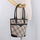 BURBERRY Nova Check Tote Bag Canvas Beige Silver Auth 183046V-22