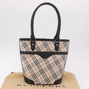 BURBERRY Nova Check Tote Bag Canvas Beige Silver Auth 183046V-12