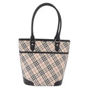 BURBERRY Nova Check Tote Bag Canvas Beige Silver Auth 183046V-2