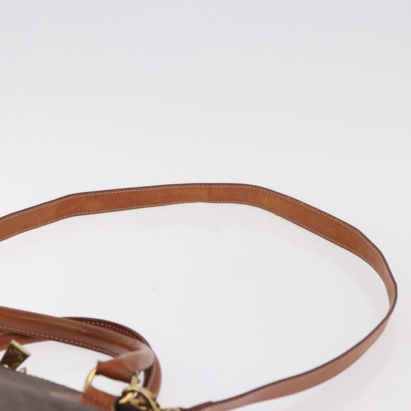 CELINE Macadam Canvas Hand Bag PVC Leather 2way Brown Gold Auth 183047