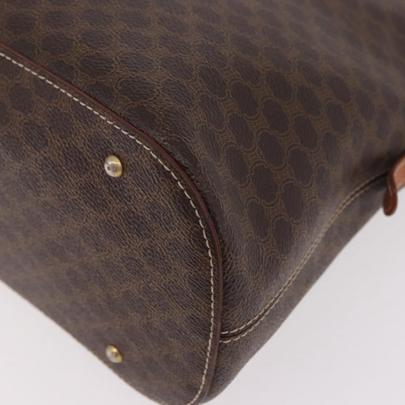 CELINE Macadam Canvas Hand Bag PVC Leather 2way Brown Gold Auth 183047