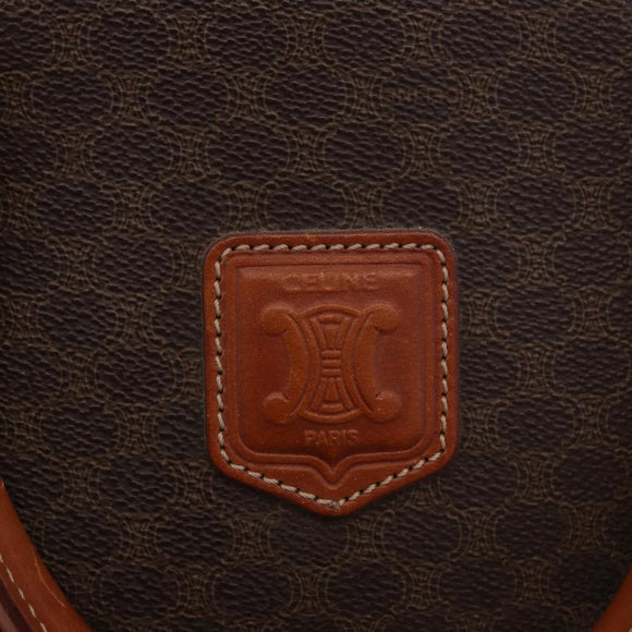 CELINE Macadam Canvas Hand Bag PVC Leather 2way Brown Gold Auth 183047