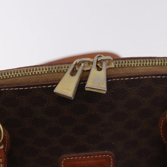 CELINE Macadam Canvas Hand Bag PVC Leather 2way Brown Gold Auth 183047