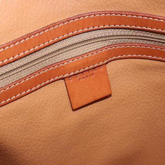 CELINE Macadam Canvas Hand Bag PVC Leather 2way Brown Gold Auth 183047
