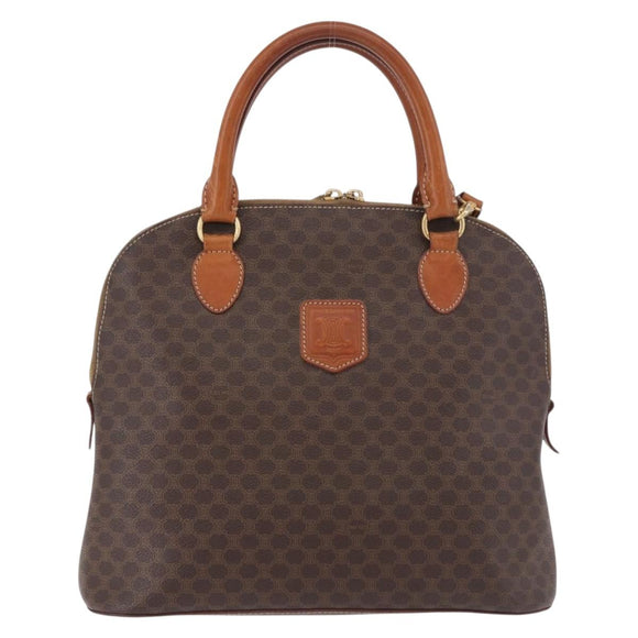 CELINE Macadam Canvas Hand Bag PVC Leather 2way Brown Gold Auth 183047