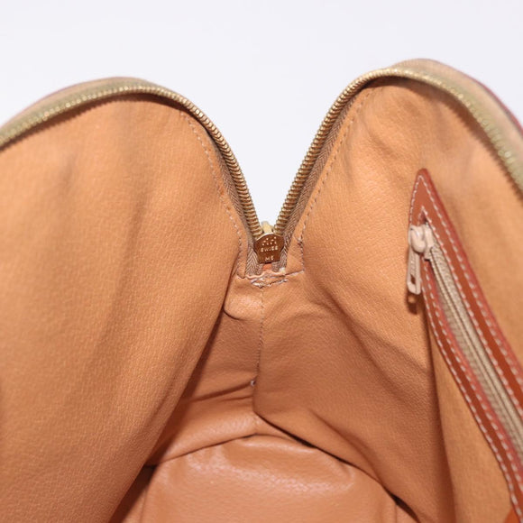 CELINE Macadam Canvas Hand Bag PVC Leather 2way Brown Gold Auth 183047