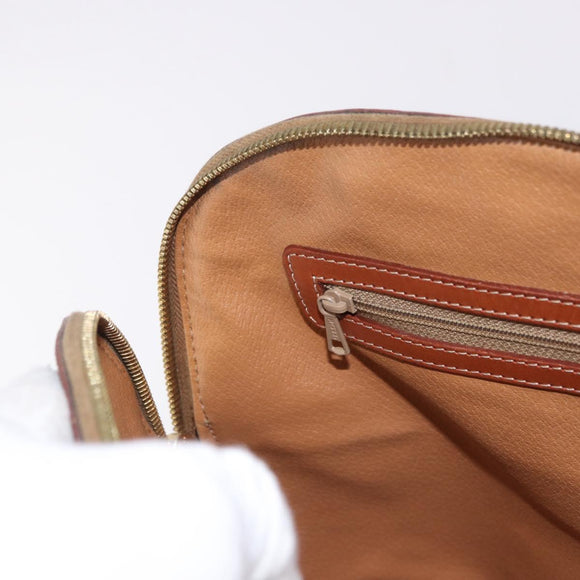 CELINE Macadam Canvas Hand Bag PVC Leather 2way Brown Gold Auth 183047
