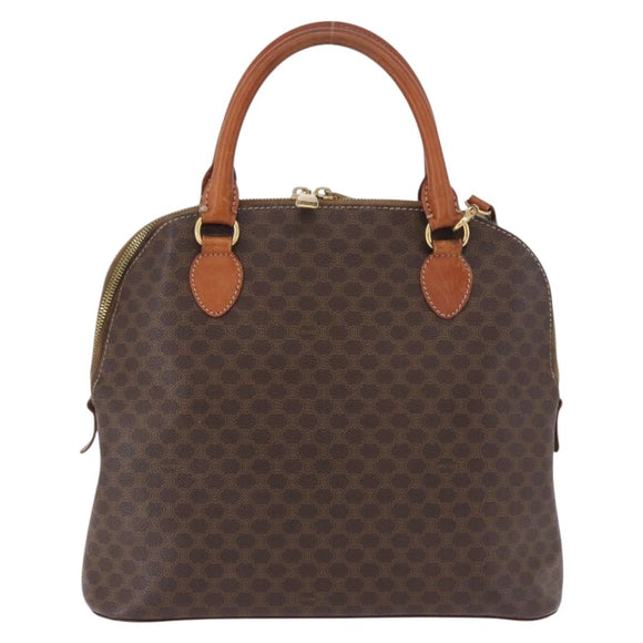 CELINE Macadam Canvas Hand Bag PVC Leather 2way Brown Gold Auth 183047