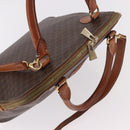CELINE Macadam Canvas Hand Bag PVC Leather 2way Brown Gold Auth 183047-6