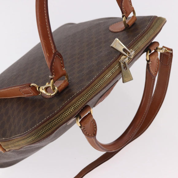 CELINE Macadam Canvas Hand Bag PVC Leather 2way Brown Gold Auth 183047