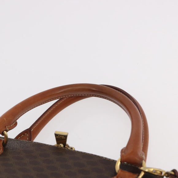 CELINE Macadam Canvas Hand Bag PVC Leather 2way Brown Gold Auth 183047