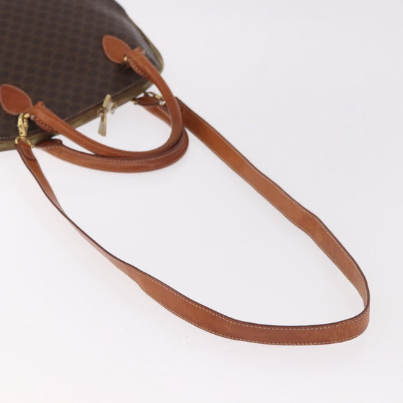 CELINE Macadam Canvas Hand Bag PVC Leather 2way Brown Gold Auth 183047