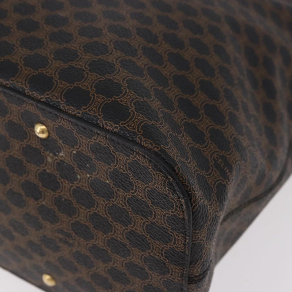 CELINE Macadam Canvas Circle Shoulder Bag PVC Leather Black Gold Auth 183048V