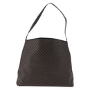 CELINE Macadam Canvas Circle Shoulder Bag PVC Leather Black Gold Auth 183048V-2