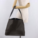 CELINE Macadam Canvas Circle Shoulder Bag PVC Leather Black Gold Auth 183048V-22