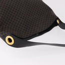 CELINE Macadam Canvas Circle Shoulder Bag PVC Leather Black Gold Auth 183048V-6