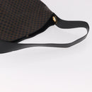 CELINE Macadam Canvas Circle Shoulder Bag PVC Leather Black Gold Auth 183048V-7